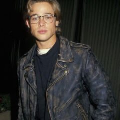 Brad Pitt Distressed Black Leather Jacket
