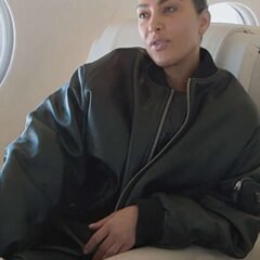 Kim Kardashian Oversized Black Bomber Jacket