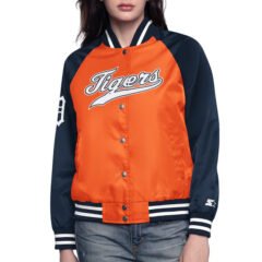 Orange/Navy Detroit Tigers Home Run Varsity Satin Jacket