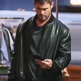 Chris Hemsworth Crime 101 Bomber Leather Jacket
