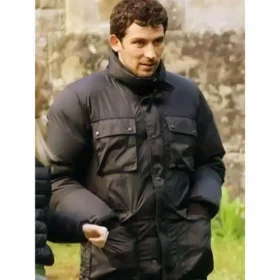 Josh O’Connor Wake Up Dead Man Black Puffer Jacket