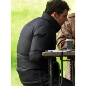 Josh O’Connor Wake Up Dead Man Black Puffer Jacket