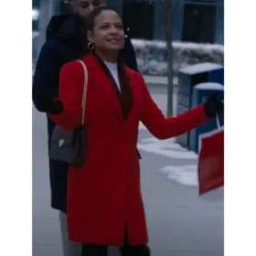 Meet Me Next Christmas Christina Milian Red Wool Coat