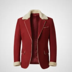 Santa Claus Red & White Suede Leather Blazer