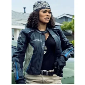 The RIP Movie 2026 Teyana Taylor Black Racing Leather Jacket