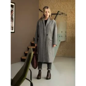 The Flight Attendant Kaley Cuoco Gray Coat