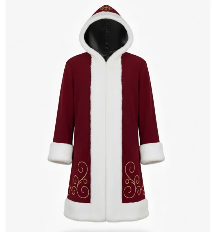 Santa Claus Inspired Red Hooded Winter Coat
