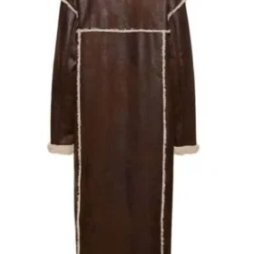 Gigi Hadid NYC 2025 Shearling Brown Leather Coat