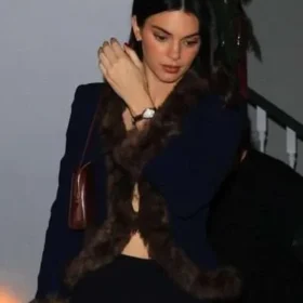 Holiday Party 2025 Kendall Jenner Blue Fur Blazer