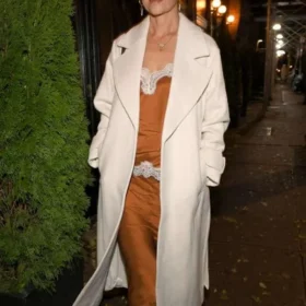 Katie Holmes NYC 2025 White Coat