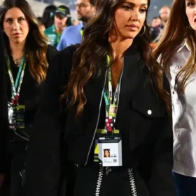 Jessica Alba F1 Qatar Grand Prix 2025 Black Bomber Jacket