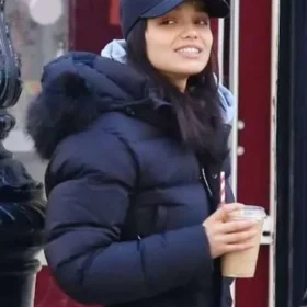 Rachel Zegler NYC 2025 Black Puffer Jacket