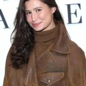 Delaney Rowe Ralph Lauren 2025 Brown Leather Jacket