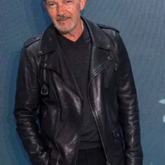 Antonio Banderas 2025 Black Leather Jacket