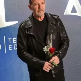 Antonio Banderas 2025 Black Leather Jacket