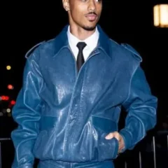 Keith Powers CFDA 2025 Blue Leather Jacket