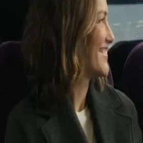 Champagne Problems 2025 Minka Kelly Black Trench Coat