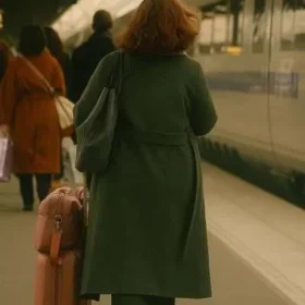 Champagne Problems 2025 Minka Kelly Black Trench Coat