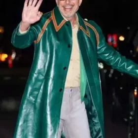 NYC 2025 Jeff Goldblum Green Leather Coat
