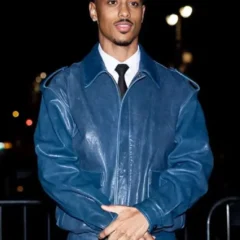 Keith Powers CFDA 2025 Blue Leather Jacket