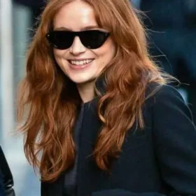 NYC 2026 Sadie Sink Black Wool Coat