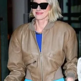 Naomi Watts NYC 2025 Brown Leather Jacket