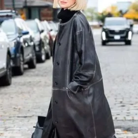 Naomi Watts NYC 2025 Black Leather Coat