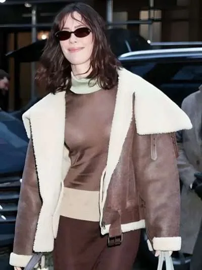 NYC 2026 Rebecca Hall Shearling Leather Jacket