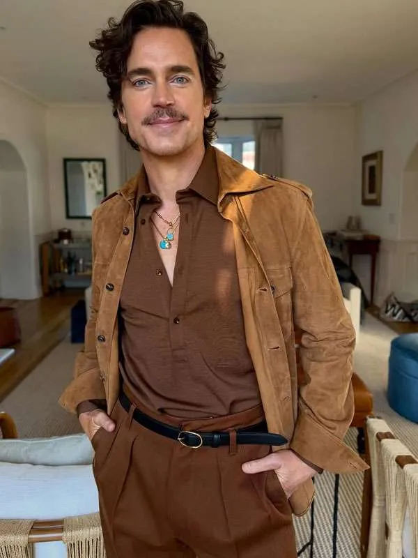 Matt Bomer Outcome 2026 Suede Leather Jacket