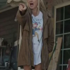 Mira Sorvino Signing Tony Raymond Brown Leather Jacket