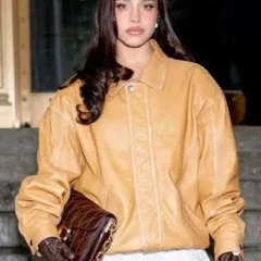 NYFW 2026 Emilia Mernes Brown Leather Jacket