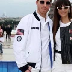 Shaun White Paris Olympics 2024 White Bomber Jacket