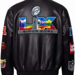Super Bowl 2026 Black Leather Jacket
