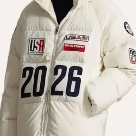 Olympics 2026 Team USA White Puffer Jacket