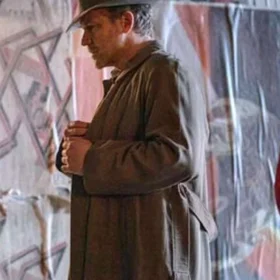 Peter Sarsgaard The Bride! 2026 Jake Wiles Brown Cotton Trench Coat