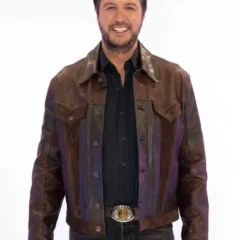 Luke Bryan American Idol 2026 Brown Leather Jacket
