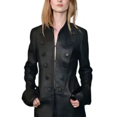 Nell Williams How to Make a Killing Movie Premiere Black Leather Jacket