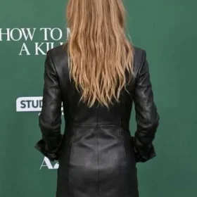 Nell Williams How to Make a Killing Movie Premiere Black Leather Jacket