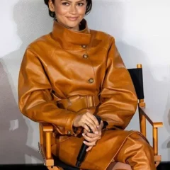 Zendaya Dune 3 Movie Premiere Brown Leather Jacket