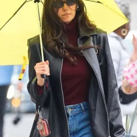 NYC 2026 Nina Dobrev Black Leather Jacket