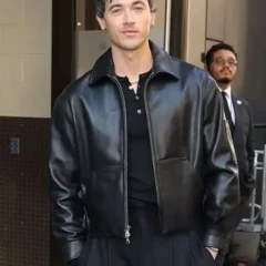 Tom Blyth Good Morning America 2026 Black Leather Jacket