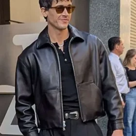 Tom Blyth Good Morning America 2026 Black Leather Jacket