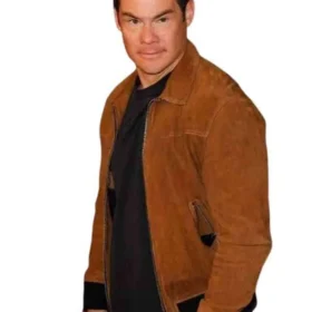 Adam Devine Super Bowl 2026 Brown Suede Jacket