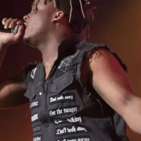 American Rap Singer Juice Wrld Black Denim Vest