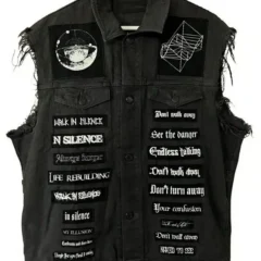 American Rap Singer Juice Wrld Black Denim Vest