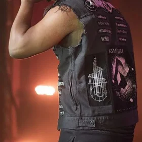 American Rap Singer Juice Wrld Black Denim Vest
