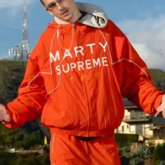 Timothee Chalamet Marty Supreme Orange Jacket
