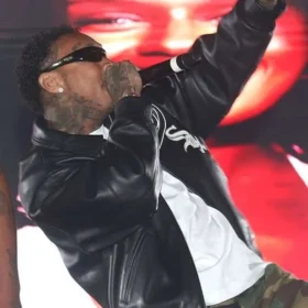 Coachella 2026 Tyga Black Leather Jacket