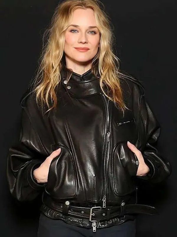 PFW 2026 Diane Kruger Leather Jacket