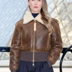 Erin Doherty PFW 2026 Shearling Brown Jacket